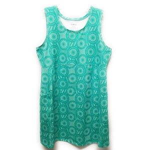 LL BEAN Womens Teal Geometric Print Swim Dress XL